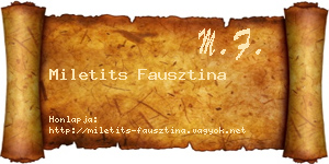 Miletits Fausztina névjegykártya
